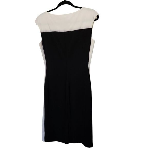 Chaps Womens Colorblock Midi Fitted Cap Sleeve Lined Dress Size Medium - Picture 2 of 6